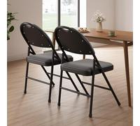 Garvee Sillas Plegables, Juego de 4, Estructura Metálica Resistente, Asiento y Respaldo de Tela Transpirable, Apilables y Ligeras, Ideales para Interior Exterior, Comedor, Oficina,Jardín Terraza,Negro