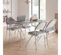 Garvee Sillas Plegables (Paquete De 4) con Cojín Acolchado De PU Grueso, Patas De Metal y Almohadillas Antideslizantes, Asiento Comercial Portátil y Apilable para Eventos, Oficina, Bodas y Fiestas.