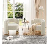 Garvee Sillón Lounge Moderno tapizado en Chenilla - Diseño Redondeado Estilo Mid-Century, Respaldo Abierto, Extra Ancho y Compacto - Cómodo y Elegante - para Sala, Dormitorio, Oficina o apartamento -