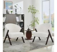 Garvee Sillón Moderno De Mediados De Siglo - Cómodo Sillón Tapizado De Felpa Suave con Estructura De Madera - Elegante Sillón De Lectura para Sala De Estar, Dormitorio o Balcón - Fácil De Montar