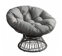 Garvee Sillón Papasan Giratorio 360° con Cojín Grueso, Silla Nido de Ratán Sintético para Salón, Dormitorio y Lectura, Estructura de Metal Robusta, Diseño Ergonómico
