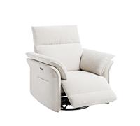 Garvee Sillón reclinable eléctrico giratorio 270° con función mecedora y puerto USB - Tapizado en chenilla suave - Doble reposabrazos - Asiento ancho ergonómico - Para salón y nursery - Color Chenille