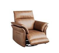 Garvee Sillón reclinable eléctrico Giratorio 270° con Mecedora y Puerto USB - Tapizado en Cuero PU Doble reposabrazos - Respaldo Ajustable - Ideal para Sala o Cuarto de bebé - Color