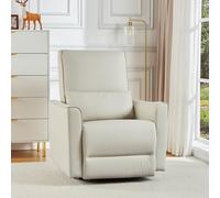 Garvee Sillón reclinable Giratorio y Mecedora - Respaldo Alto, Soporte Lumbar y reposabrazos Acolchados - Tapizado en Piel sintética, Asiento Individual cómodo - Ideal para Sala, Dormitorio o Cuarto