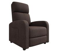 Garvee Sillón Reclinable Individual Ergonómico para Adultos - Respaldo Alto, Brazos Anchos, Asiento De Esponja Densa, Soporte Lumbar, Bolsillo Lateral - Tapizado En Tela, Mecanismo Manual Push-Back -