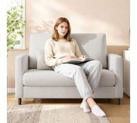 Garvee Sofá biplaza de 2 plazas con fundas extraíbles, sofá pequeño de tela de chenilla con patas de madera maciza y espuma de alta densidad, sofá tapizado moderno para sala de estar, apartamento