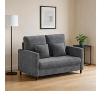 Garvee Sofá biplaza de tela de felpilla de 2 plazas, con 2 almohadas, sofá compacto para sala de estar, dormitorio, espacios pequeños, color gris