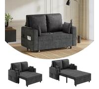 Garvee Sofá Cama 3 En 1 Multifuncional De 56'', Convertible con 4 Almohadas, Carga USB, Portavasos y Bolsillos Laterales - Ideal para Sala De Estar y Dormitorio - Color Gris