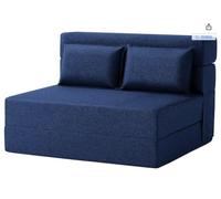 Garvee Sofá cama de pana suave, silla cama convertible, futón cama, silla plegable para sala de estar, azul marino, 101,6 x 15 x 193 cm