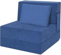Garvee Sofá cama de pana suave, silla cama convertible, futón, silla cama, silla plegable para sala de estar, azul marino, 71 x 15 x 183 cm