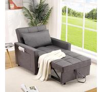 Garvee Sofá Cama Individual 3 en 1 Plegable para Sala de Estar - Respaldo Ajustable, Bolsillo Lateral y cojín - Ahorra Espacio, Ideal para Apartamentos y Habitaciones de Invitados - Color: Dark Gray