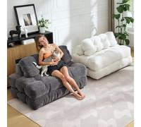 Garvee Sofá Cama Plegable 3 en 1 Estilo futón Convertible - Respaldo Ajustable, Almohada y diseño Multifuncional - Ahorra Espacio, fácil de Mover - Negro/Beige/Azul Marino