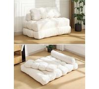 Garvee Sofá Cama Plegable 3 en 1 Estilo futón Convertible - Respaldo Ajustable, Almohada y diseño Multifuncional - Ahorra Espacio, fácil de Mover - Negro/Beige/Azul Marino
