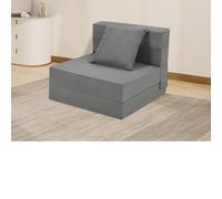 Garvee Sofá cama plegable con almohada, silla convertible para cama, colchón de espuma viscoelástica de alta densidad, futón para sala de estar, habitación de invitados, color gris