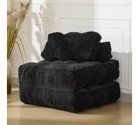 Garvee Sofá Cama Plegable Convertible 3 En 1 - Cama Individual con Respaldo y Almohada - Tapizado De Poliuretano con Botones y Pana Ancha - Sofá Portátil para Sala De Estar o Dormitorio