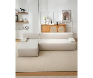 Garvee Sofá Esquinero Modular Cloud De 274 Cm para Sala De Estar - Pana Ultrasuave - Chaise Longue Profunda - Diseño Moderno Sin Montaje - Asiento Amplio para Varios Invitados, Color Gris o Blanco