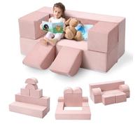 Garvee Sofa Infantil, Mini Sofa de Terciopelo Poliéster Completo, Conjunto de 6 Piezas, Estable y Seguro, Fácil de Limpiar, Color Rosa