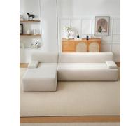 Garvee Sofá modular en forma de L, no requiere montaje, sofá modular de pana, combinación libre, asiento profundo ergonómico, para sala de estar, dormitorio, beige