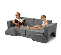 Garvee Sofá Modular Infantil 8 Piezas - Convertible en Cama de Suelo para niños - Sofá de Juegos para niños y niñas - Funda extraíble y Lavable, Espuma Suave - Ideal para Dormitorio, Sala de Juegos o