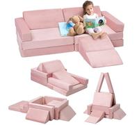 Garvee Sofá Modular Infantil De 12 Piezas para Interiores - Incluye Zona De Bolas y Rampa De Escalada - Cojines De Espuma Ideales para Juego y Descanso Sala De Juegos y Dormitorio Infantil
