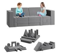 Garvee Sofá Modular Infantil de 22 Piezas en Espuma - Juego Creativo y Seguro para Dormitorio o Sala de Juegos - Fácil de Limpiar, cómodo y Estimulante - Ideal para niños pequeños - Color Gris