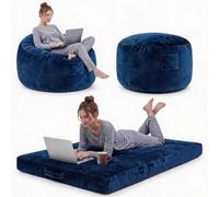 Garvee Sofá Puff 3 en 1 Amplio para Adultos, Sofá Cama Espacioso- Azul