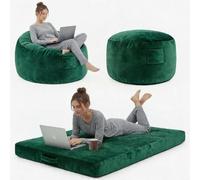 Garvee Sofá Puff Amplio 4 en 1 para Adultos - Relleno de Espuma de Memoria Alta resiliencia - Funda de Franela extraíble y Lavable - Súper cómodo para Sala de Estar, Color Verde