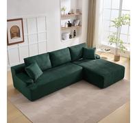 Garvee Sofá seccional Modular en L para Sala de Estar - Tapizado en Pana Verde - Asiento Profundo y Espuma viscoelástica - Diseño Moderno Mini de 240 cm - Chaise Longue Derecho, sin Montaje, Corduroy