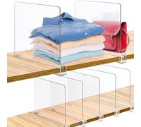 Garvee Solución Práctica De Almacenamiento: Separadores De Estantes Acrílicos Ajustables para Armario - Organizadores Transparentes De 5 Compartimentos para Ropa, Bolsos, Libros y Platos