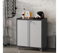 Garvee Solución Profesional para Herramientas - Gabinete metálico con Ruedas y Cerradura - Carro Organizador Robusto de Acero con Estante Ajustable - para Taller, Oficina o almacén - Bicolor Gris