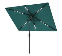 Garvee Sombrilla solar rectangular de 3 * 1.5m para patio y jardín - Luces LED integradas - Manivela y ajuste de inclinación - 6 varillas resistentes - Toldo ventilado con protección UV - verde