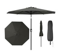 Garvee Sombrilla Terraza Exterior 270CM - Impermeable Sombrillas Jardin Grandes con Inclinación Regulable - 8 Varillas Metálicas - Protección UV50+, Ideal Para Terraza, Balcón y Exterior - Gris