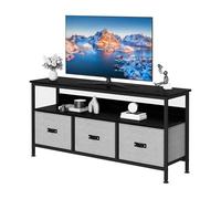 Garvee Soporte de TV, centro de entretenimiento con almacenamiento, soporte de TV de 55 pulgadas para dormitorio, soporte de TV pequeño con cajones y estantes, mesa de consola de TV y medios para sala