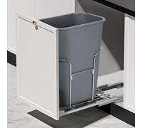 Garvee Soporte Extraíble para Cubo de Basura Estructura Deslizante de Acero Bajo Mueble de Cocina Rieles de Cierre Suave Silencioso Sistema de Montaje en Puerta Sin Contenedor para 30L plata