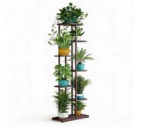 Garvee Soporte para Plantas de Metal, Estantería Esquinera 7 Niveles para 8 Macetas, Soporte para Macetas Interior/Exterior para Balcón, Patio, Jardín, Salón, Marrón
