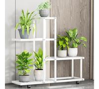 Garvee Soporte para Plantas Esquinero Estantería para Plantas Alta de Metal para Múltiples Plantas, Soporte Plantas Interior de 4 Niveles para Patio, Jardín, Balcón, Sala de Estar (Blanco)