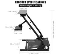 Garvee Support de volant de course pour simulateur, double bras tubulaires - Compatible G25/G27/G29/G920, PC PS4 PS5 - Réglable en hauteur et inclinaison - Structure robuste, rangement pliable en L,