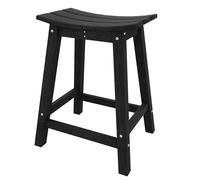 Garvee Taburete de Bar de HDPE para Exterior, Taburete Alto Resistente a la Intemperie para Jardín, Terraza y Barra de Cocina, Silla de Bar Ergonómica con Reposapiés, Estructura Estable, Negro, 1Pieza