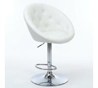 Garvee Taburete de bar giratorio ajustable con altura de mostrador, silla de piel sintética blanca con respaldo y base cromada, fácil de limpiar para isla de cocina y bar en casa