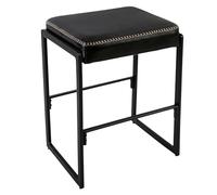 Garvee Taburete De Bar Moderno De Mediados De Siglo, De 66 cm, Tapizado En Cuero Encerado Negro Tinta con Costuras Decorativas. Elegante Sillón para Isla De Cocina, Bar y Comedor.