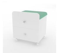 Garvee Taburete de tocador Moderno con almacenaje - Silla Multifuncional con cajón y Asiento Acolchado - Ideal para Dormitorio, Sala de Estar o tocador - Tapizado cómodo - Color: Verde y Blanco