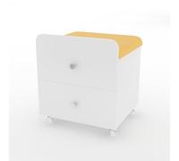 Garvee Taburete de tocador Moderno con almacenaje y cajón - Asiento Multifuncional tapizado Dormitorio, salón o Mesa de Maquillaje - Uso como Banco o otomana - Color: Amarillo y Blanco