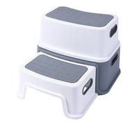 Garvee Taburete infantil de 2 escalones antideslizante para baño y cocina - Seguro y resistente hasta 150kg - Fácil de limpiar con asas integradas - Ideal para entrenamiento de orinal y almacenamiento