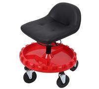 Garvee Taburete mecánico móvil con respaldo, 136 kg, silla de trabajo de garaje resistente con bandeja de herramientas de engranajes, asiento de taller acolchado de altura ajustable, ruedas grandes de