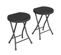 Garvee Taburete Plegable Portátil de Acero y Plástico con Asa y Patas Antideslizantes, Asiento Auxiliar Multiusos Resistente 272 kg para Cocina Baño Jardín Camping Exteriores, 33x29,2x45,7 cm, Negro