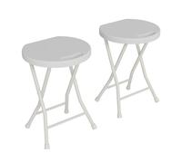 Garvee Taburete Plegable Portátil de Acero y Plástico con Asa y Patas Antideslizantes, Asiento Auxiliar Multiusos Resistente 272 kg para Cocina Baño Jardín Camping Exteriores, 33x29,2x45,7 cm, Blanco