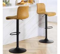 Garvee Taburetes De Bar Ajustables con Respaldo, Cuero Sintético Amarillo, Paquete De 2, para Cocina y Bar