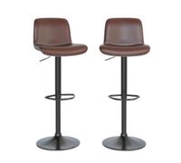 Garvee Taburetes De Bar Ajustables con Respaldo, Cuero Sintético Amarillo, Paquete De 2, para Cocina y Bar