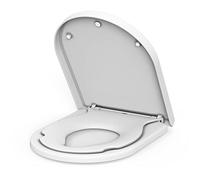 Garvee - Tapa de inodoro con mecanismo de cierre amortiguado, tapa blanca de polipropileno, bisagras ajustables para una fácil limpieza, asiento infantil incluido.