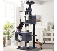 Garvee Torre de árbol para gatos, condominio de felpa multinivel de 188 cm, casa de escalada para gatos multinivel con 2 condominios, postes rascadores, perchas, pompones, centro de actividades para